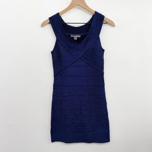 Vintage Y2K Forever 21 Bandage Dress in Glitter Metallic Blue Size M